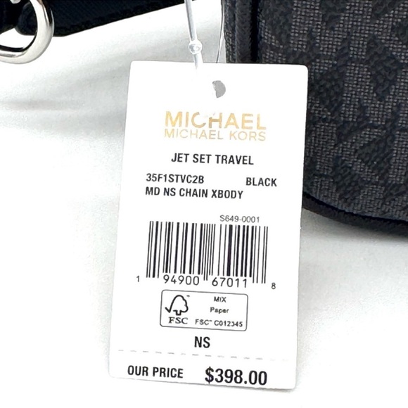 Michael Kors Medium NS Chain Xbody Bag Black Signature - Picture 11 of 11